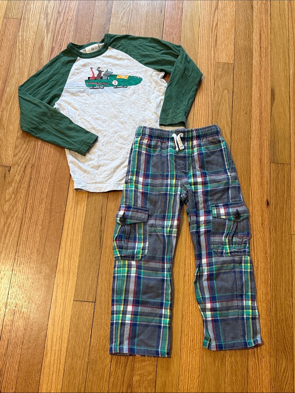 Boy’s Mini Boden Hanna Andersson Plaid Pants Shirt Matching Set Size 5Y 120